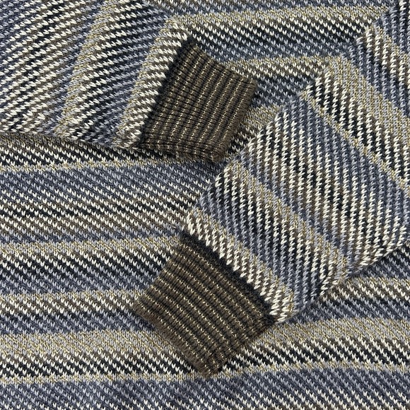 Vintage Puritan Mens Medium Blue & Beige Striped Knit Sweater Pullover 90s Dad - Picture 4 of 10